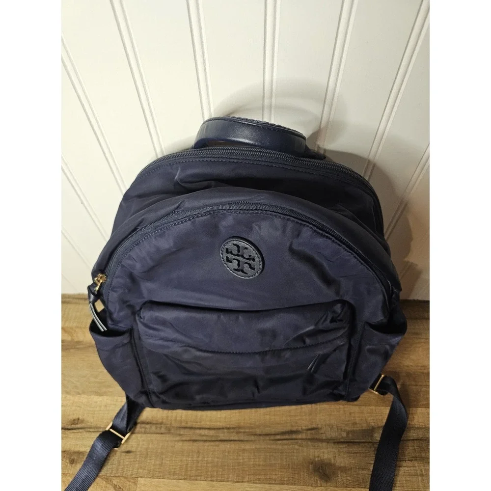 Tory Burch Ella Navy Blue Nylon Backpack Travel School